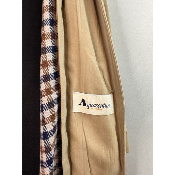 VINTAGE Aquascutum Long Trench Coat 2way Beige Tan Wool Authentic ENGLAND - Picture 11 of 16